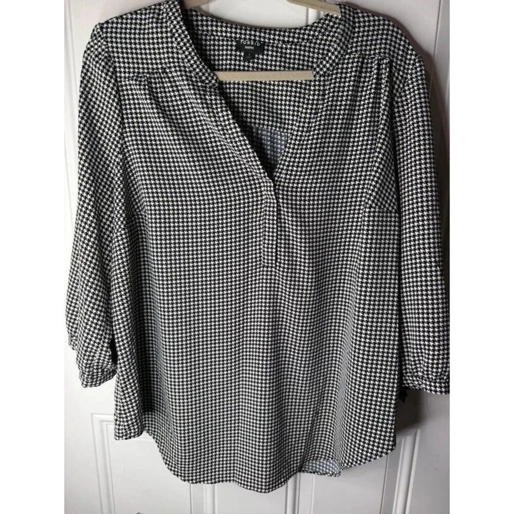 Torrid Harper Houndstooth Pullover Blouse Black & White Size 1